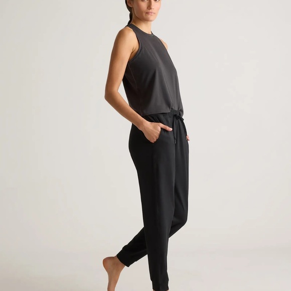 Quince Pants - QUINCE FLOWKNIT MID RISE JOGGER Black NEW